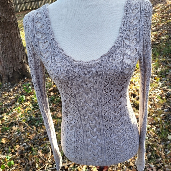 Free People Open back sweater knit oatmeal tie back XS Days of Our Lives - Picture 5 of 10